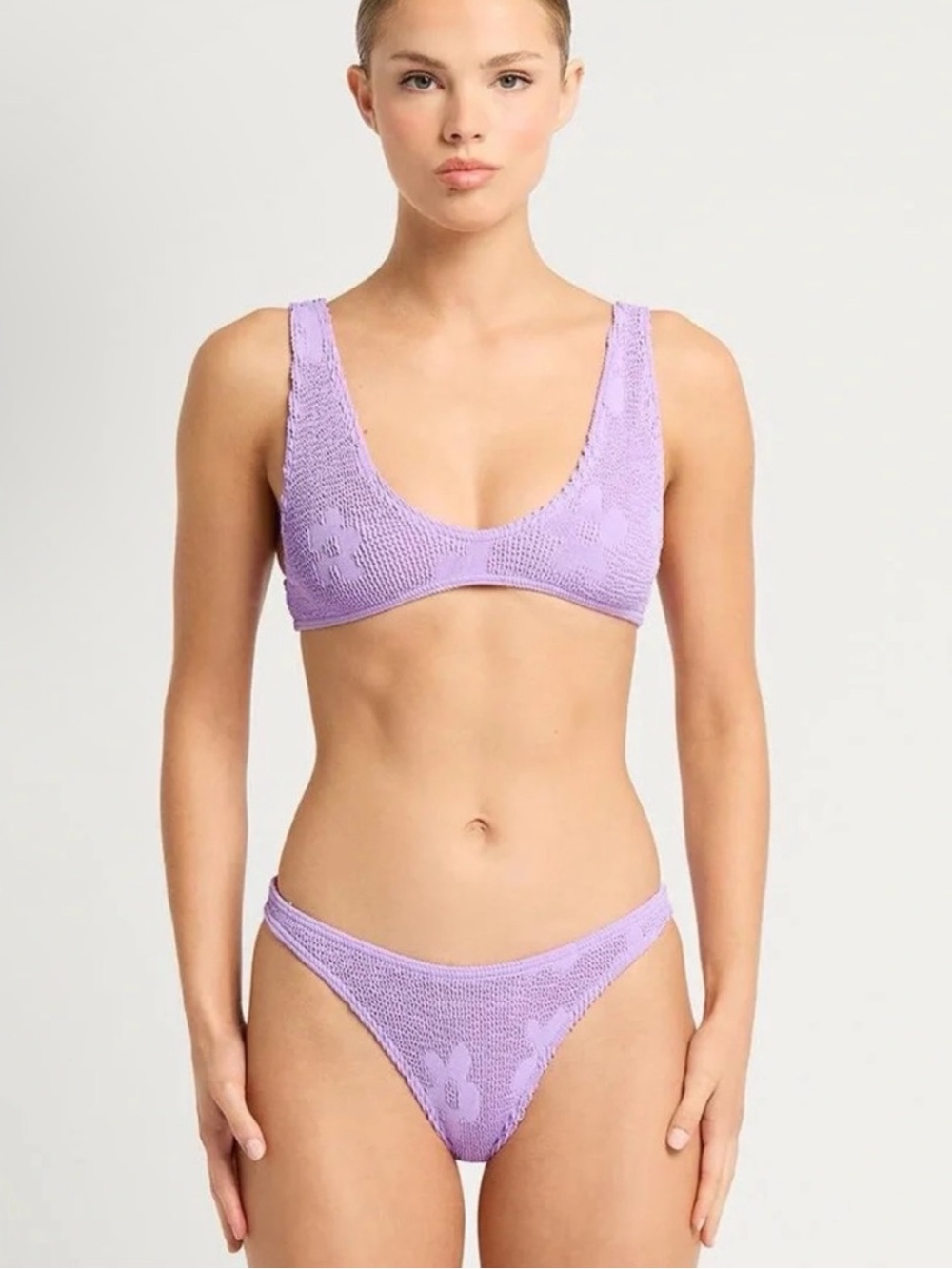 bond-eye Lavender Crochet Bikini Set